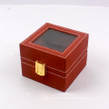 Leather Paper Covered Gold Custom Foil Logo White Watch Box